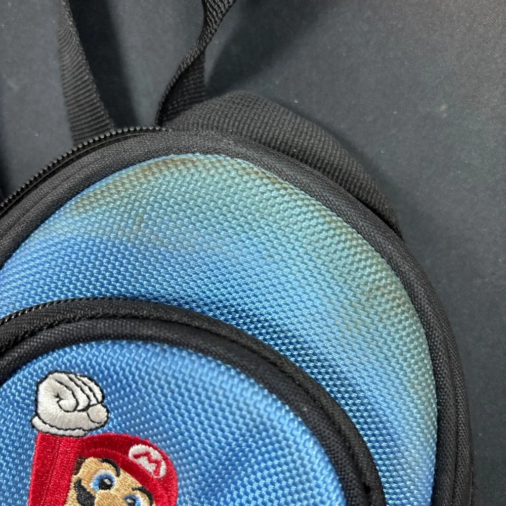 Nintendo DS Mario Blue Backpack Bag‎ Pouch Case Accessory - Stain